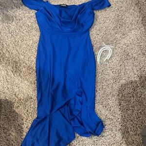 Chic Cobalt Blue V-Neck Dress